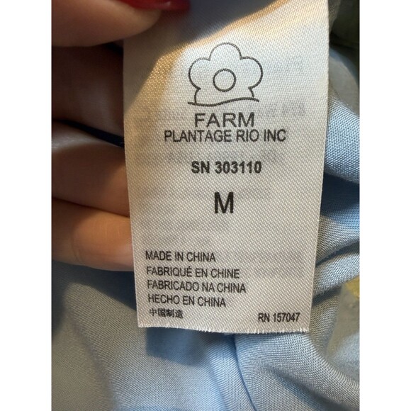 Farm Rio Fresh Bananas Cut Out Midi Dress Size Medium Linen Tropical - Picture 10 of 13